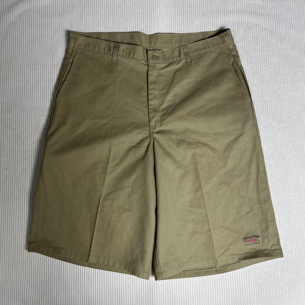Dickies Shorts Mens 38 Beige Canvas Chino Workwear Flat Front Utility Pockets